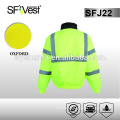 High visibility reflective lightweight work jacket with deachable hood ,high quality pu or pvc coating , ANSI/ISEA 107-2010